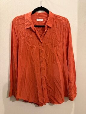 Equipment silk Femme Coral-Orange Button Blouse